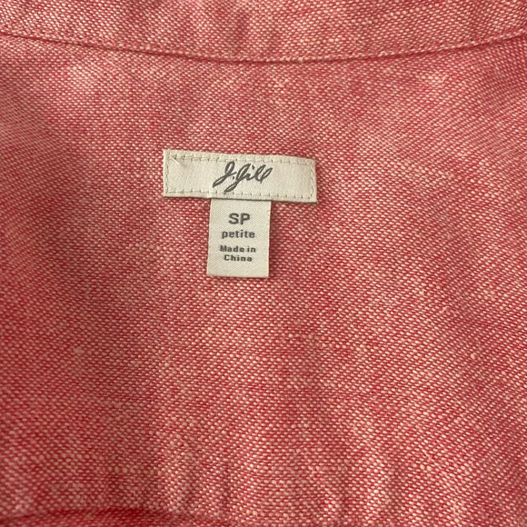 J Jill Womens Cotton S Petite Button Down Salmon/Coral/Peach Blazer Coat Jacket - Picture 3 of 7